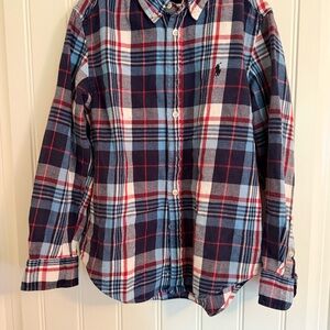 Ralph Lauren Blue and Red Button Down Shirt Classic Plaid - Autumn style!